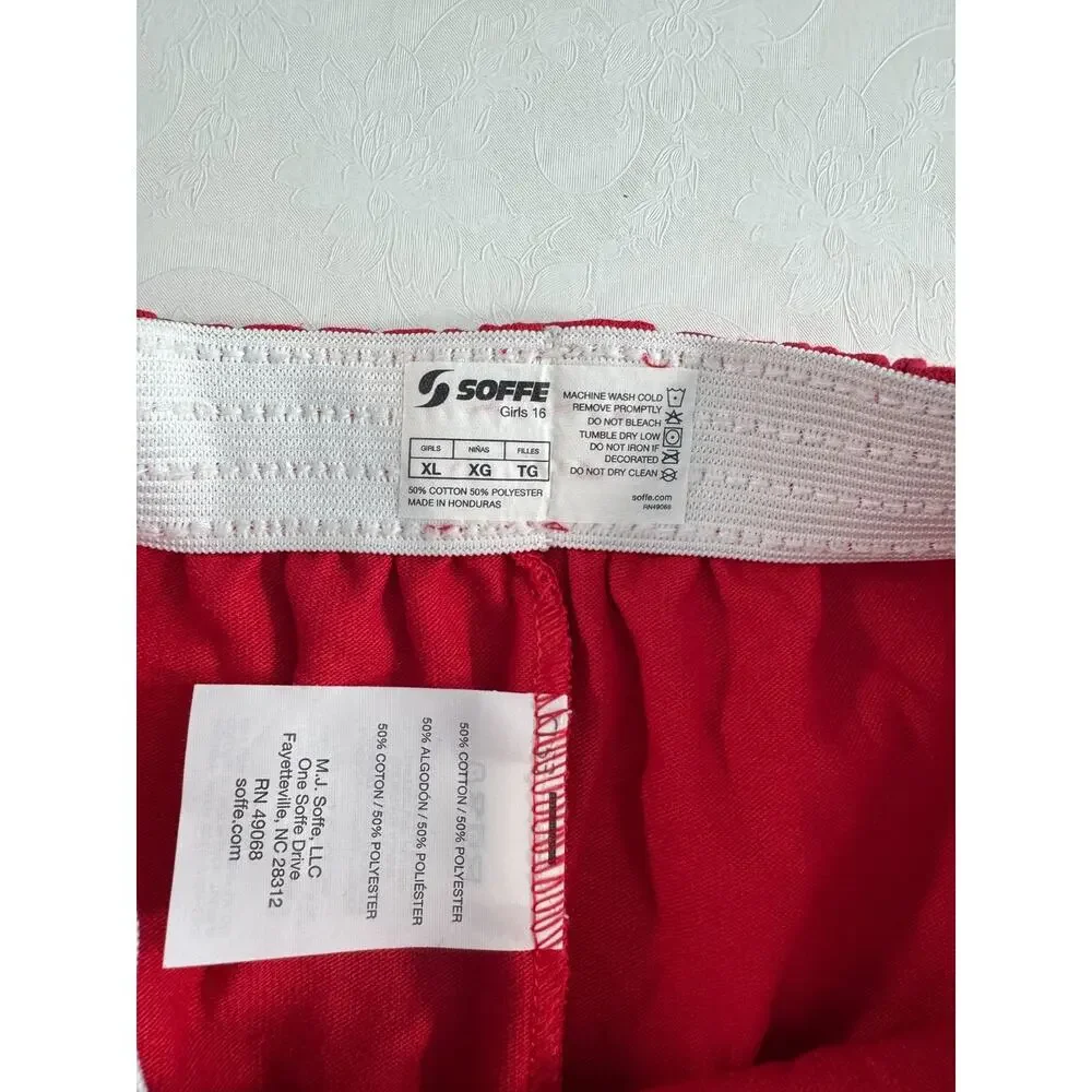 Soffe Girls Athletic Shorts Cheer Gym PE Elastic Waist Activewear Red Size XL 16